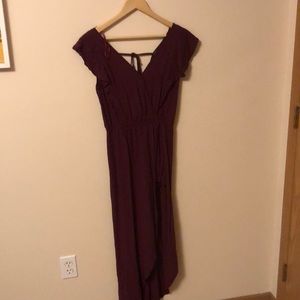 Burgundy romper with cape